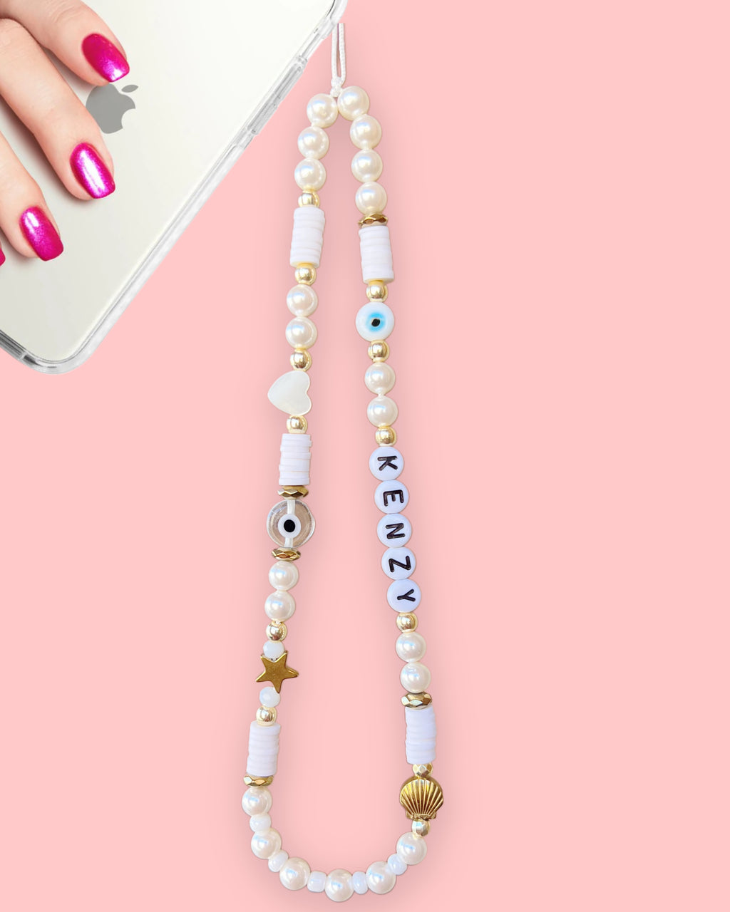 White Pearly Phone Charm