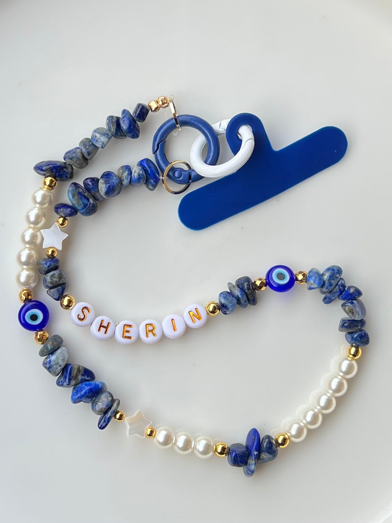 Blue Pearly Phone Charm