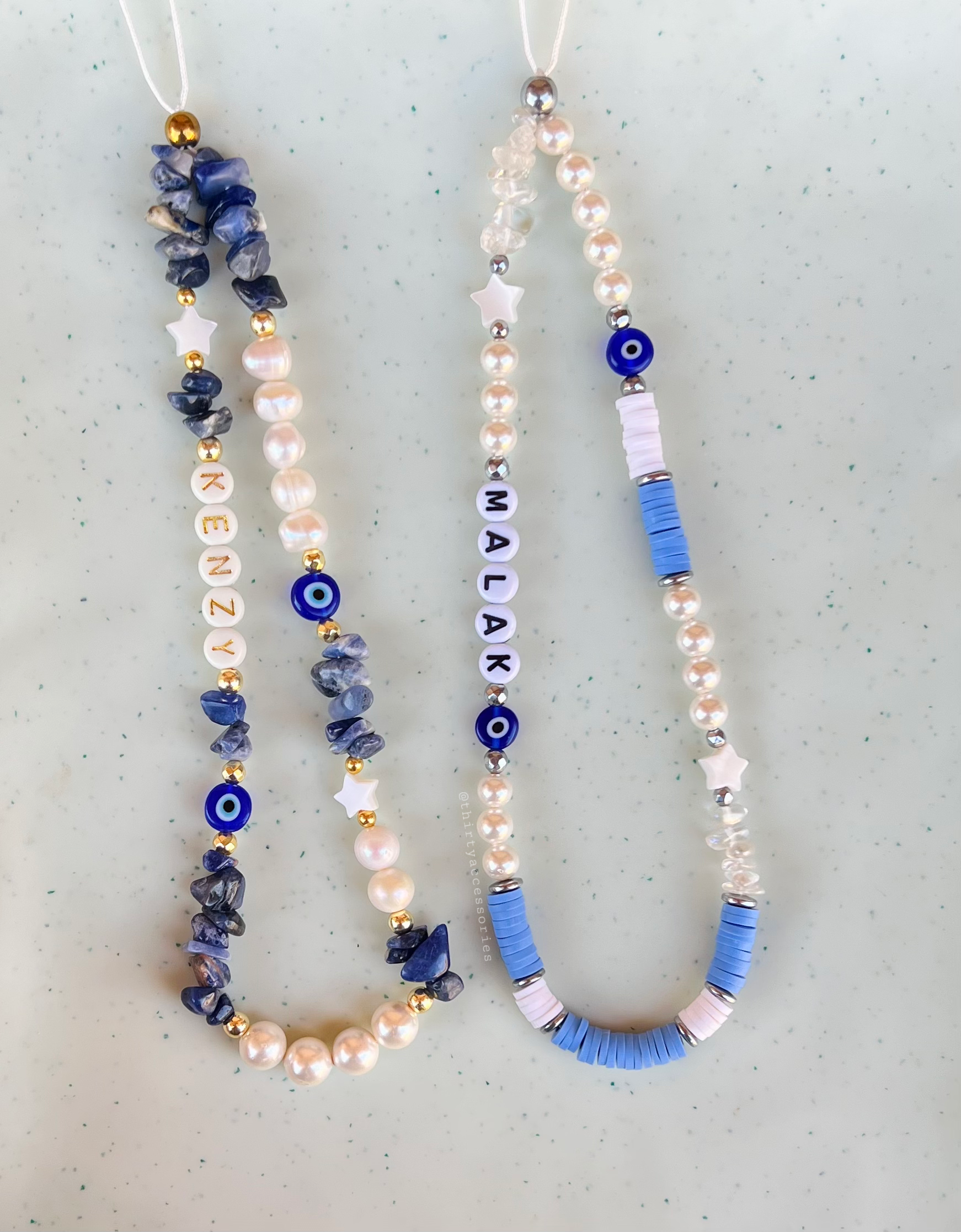 Blue Pearly Short Phone Charm