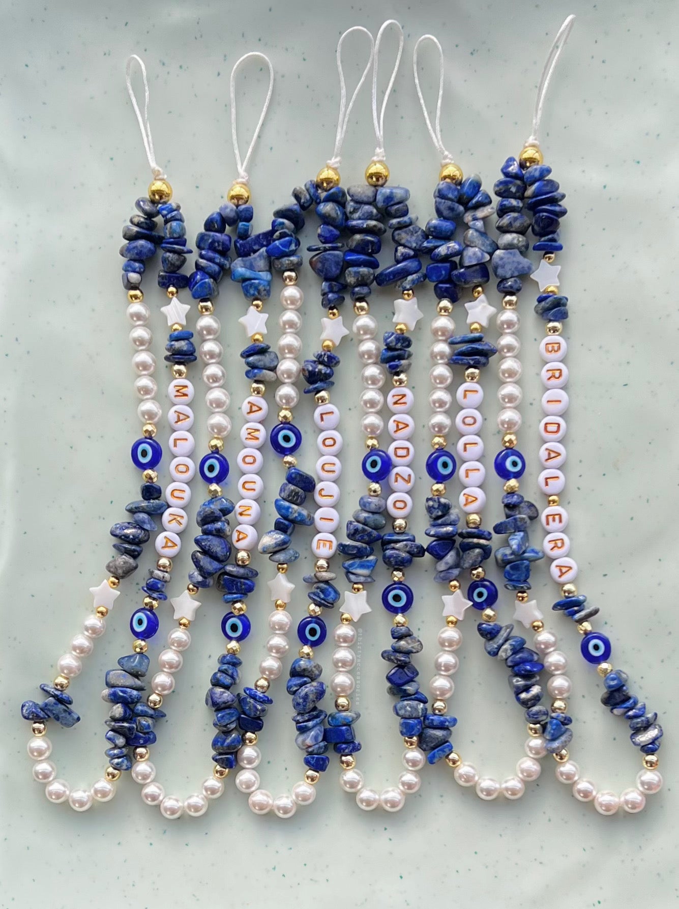 Blue Pearly Short Phone Charm