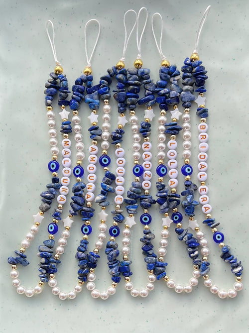 Blue Pearly Short Phone Charm