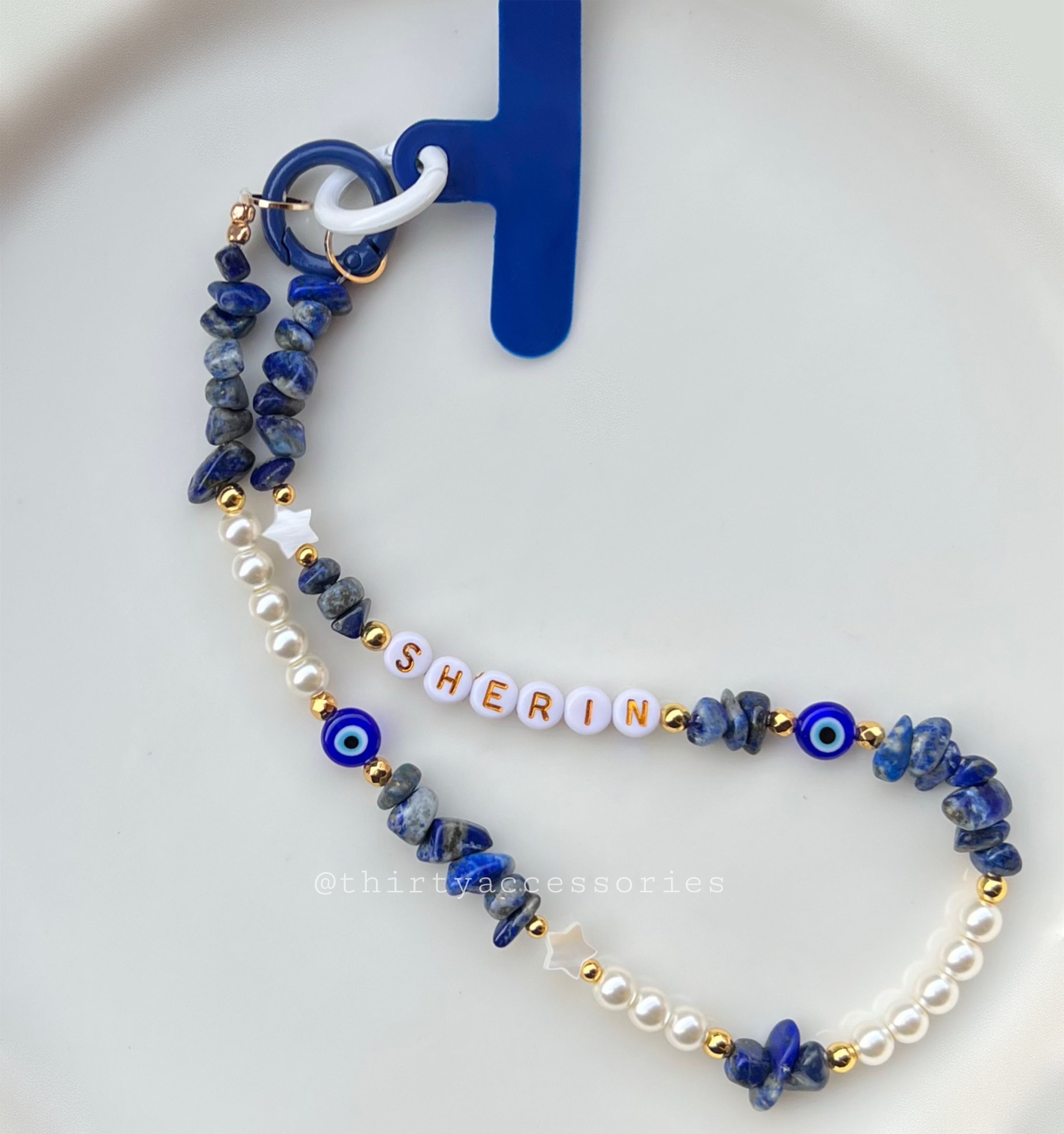 Blue Pearly Phone Charm